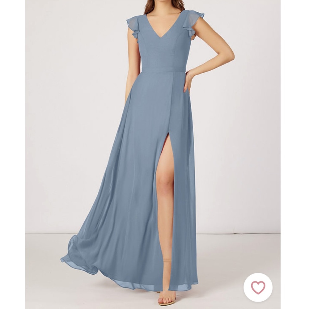 Azazie Claudine Bridesmaid Dress - Dusty Blue - Size A8
